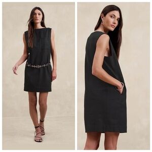 NWT Banana Republic Black Hemp Cotton Shift Tank Boxy Pocket Dress Size XXL